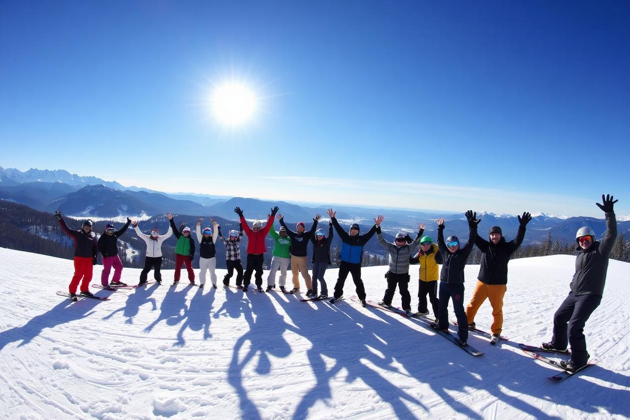 Il gruppo Wintersplash sulla neve